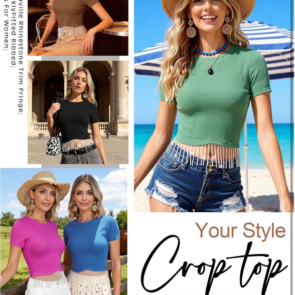 Black Ribbed Crop Top - Picture 7 of 8